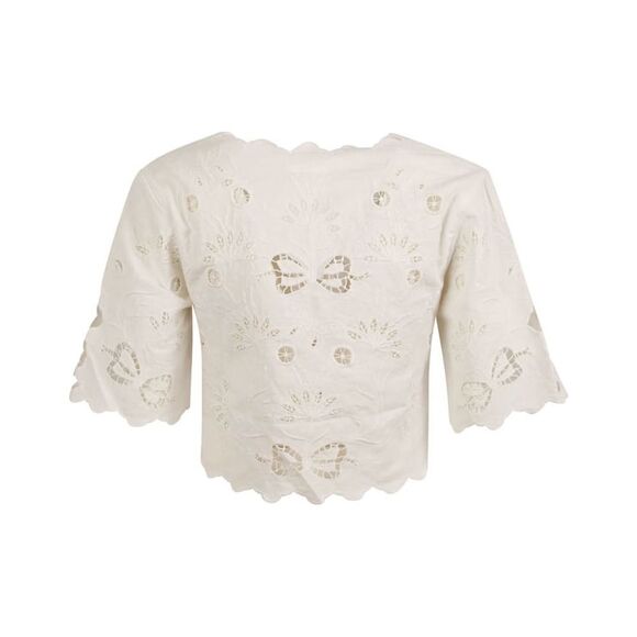 NWT Mother The Social Butterfly 100% Cotton Crop White Top Blouse Size M - Picture 7 of 12